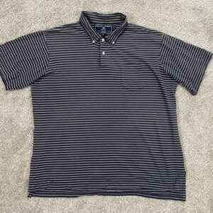 Vintage Ralph Lauren Sport Polo Shirt XL Navy White Stripe Single Stitch 90s Y2K